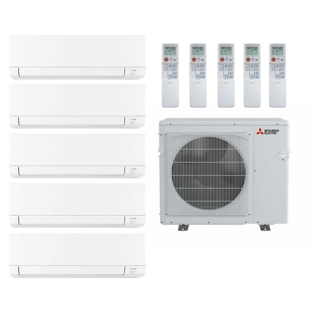 Mitsubishi 36,000 Btu 19.2 SEER2 R-454B 5-Zone Ductless Mini Split Heat Pump System - 9K-9K-9K-9K-9K