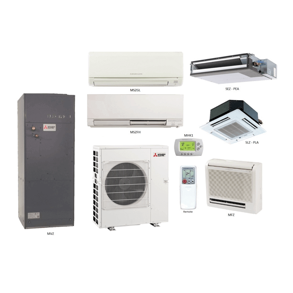 Mitsubishi 20,000 Btu Multi Zone Ductless Mini Split Heat Pump System