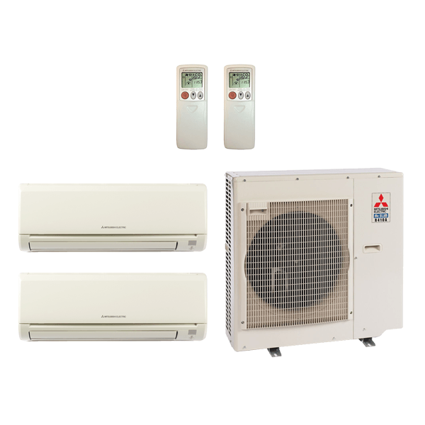 Mitsubishi 12,000 Btu 20 SEER2 2-Zone Ductless Mini Split Heat Pump System - 6K-6K