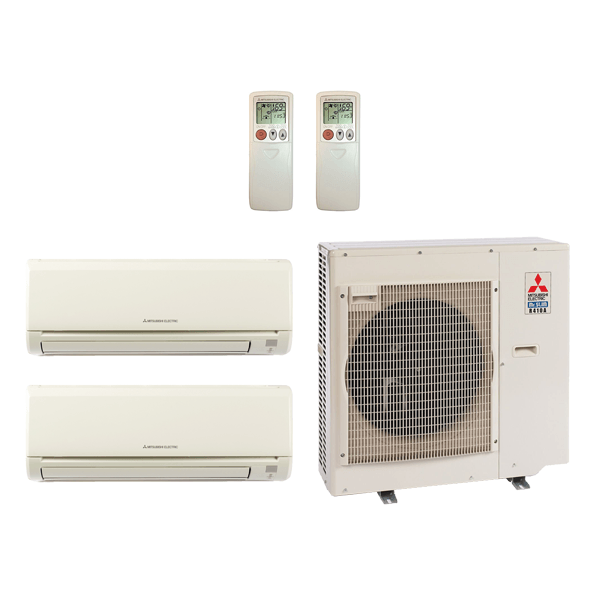 Mitsubishi 39,000 Btu 19.2 SEER2 3-Zone Ductless Mini Split Heat Pump System - 6K-9K-24K