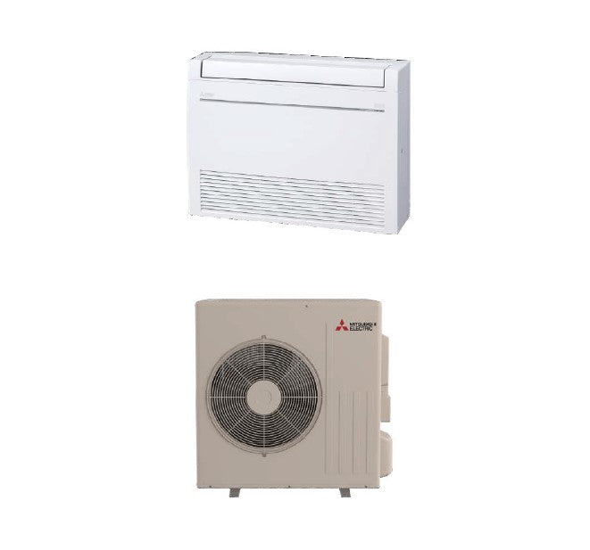 Mitsubishi 18,000 Btu R-454B 17.2 SEER2 Single Zone Floor Mounted Mini Split Heat Pump System