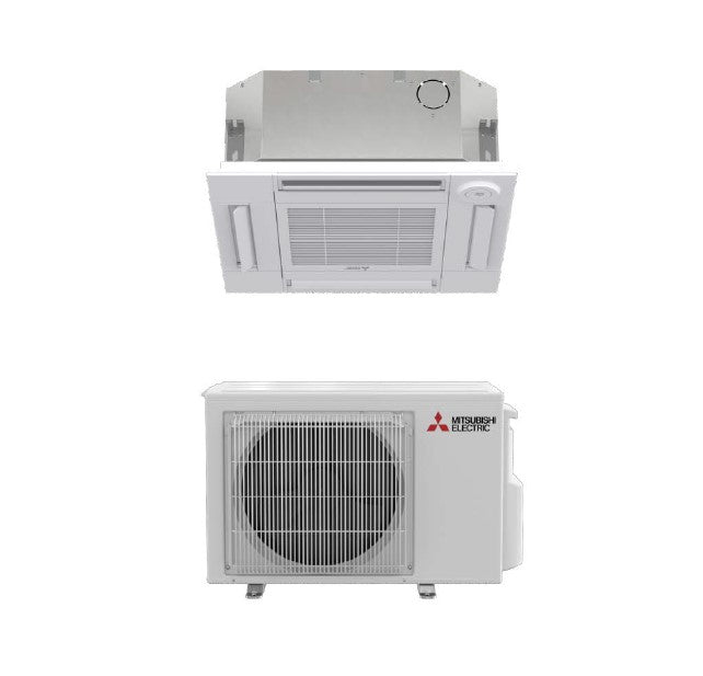 Mitsubishi 9,000 Btu R-454B 21 SEER2 Single Zone 4-Way Cassette Mini Split Heat Pump System