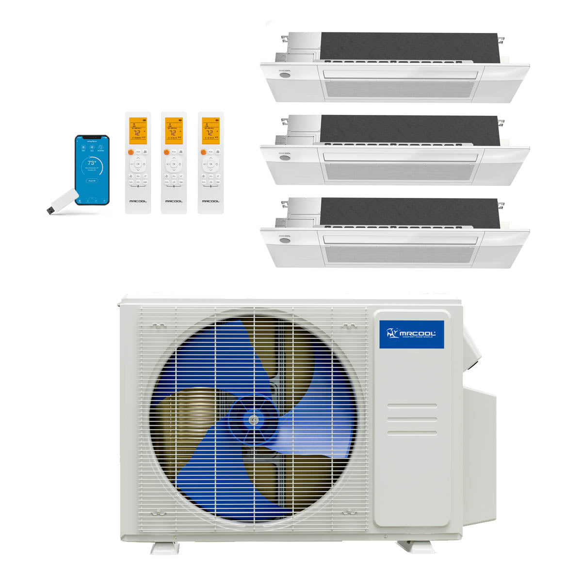 MRCOOL 27,000 Btu 23 SEER2 DIY 5th Gen 3-Zone Ductless Mini Split System with 1-Way Ceiling Cassette - 6K-6K-6K