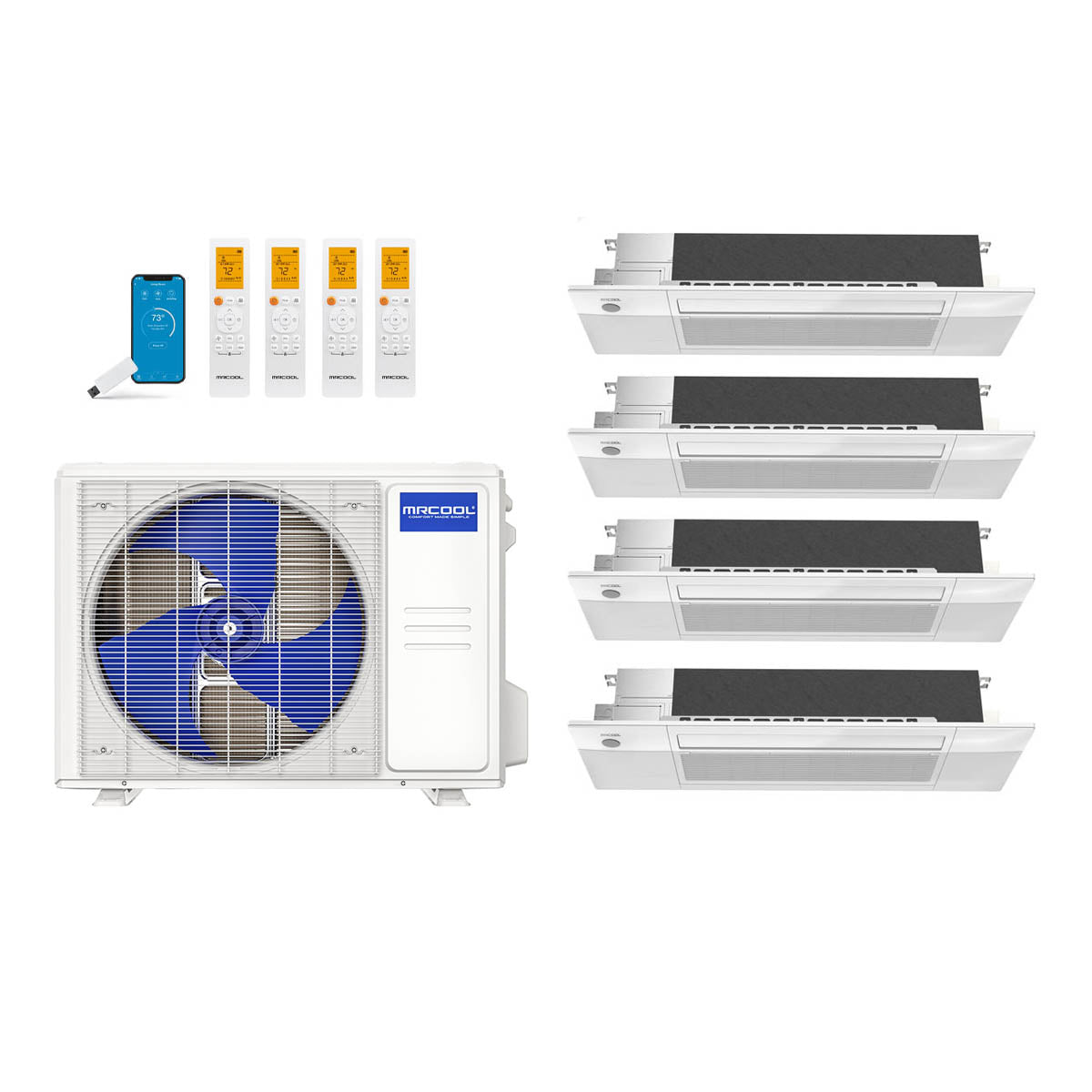 MRCOOL 27,000 Btu 23 SEER2 DIY 5th Gen 4-Zone Ductless Mini Split System with 1-Way Ceiling Cassette - 6K-9K-9K-12K