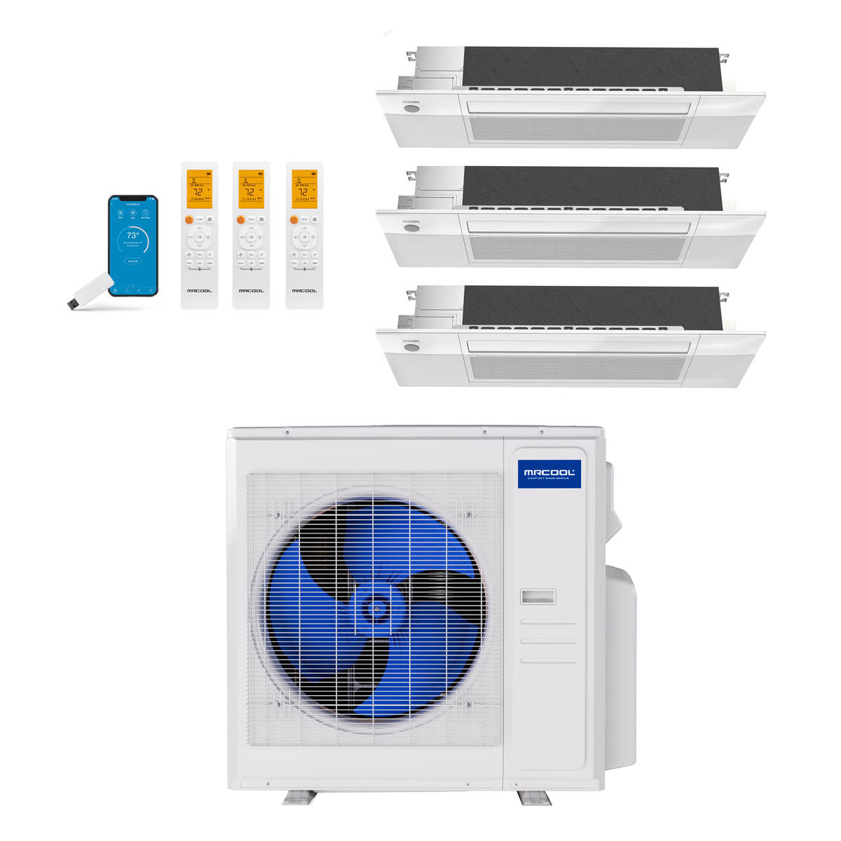 MRCOOL 36,000 Btu 23 SEER2 DIY 5th Gen 3-Zone Ductless Mini Split System with 1-Way Ceiling Cassette - 6K-6K-12K