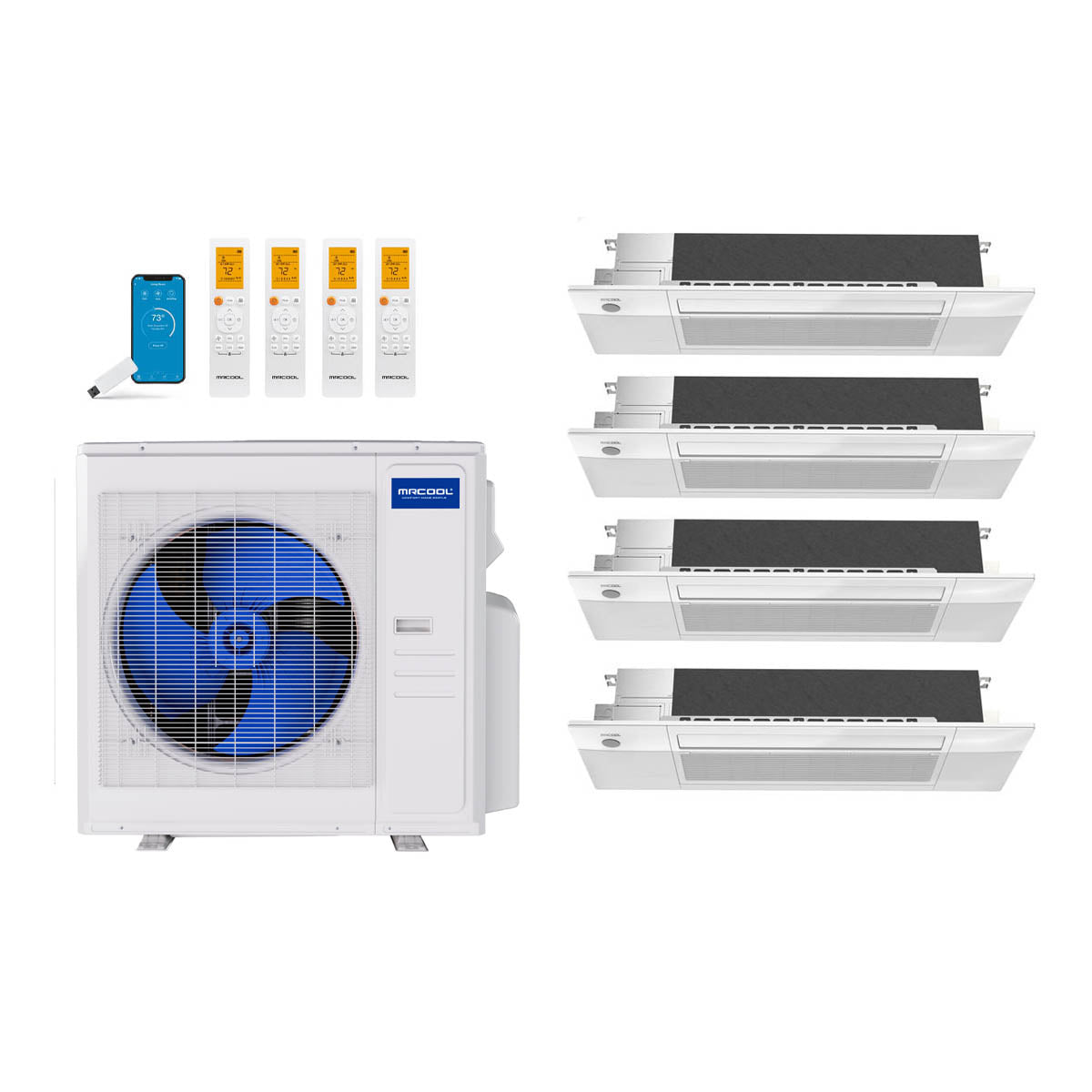 MRCOOL 36,000 Btu 23 SEER2 DIY 5th Gen 4-Zone Ductless Mini Split System with 1-Way Ceiling Cassette - 6K-9K-12K-18K