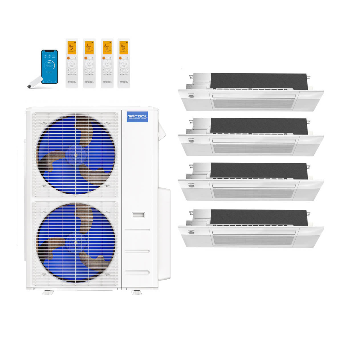 MRCOOL 55,000 Btu 22 SEER2 DIY 5th Gen 4-Zone Ductless Mini Split System with 1-Way Ceiling Cassette - 12K-18K-18K-18K
