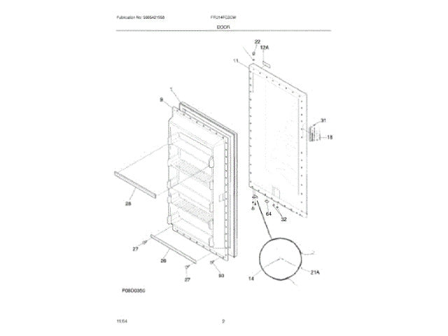Frigidaire Freezer Outer Door Panel 216557816