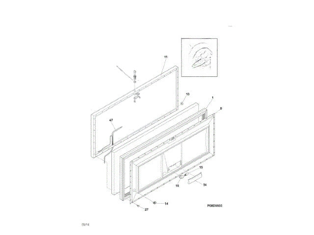Frigidaire Freezer Outer Door Panel 216032423
