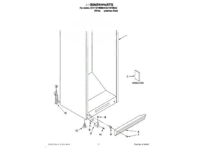 Whirlpool Freezer Bottom Hinge (black) 8210235