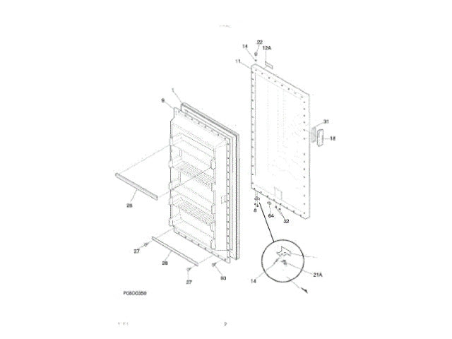 Frigidaire Freezer Outer Door Panel 216564214