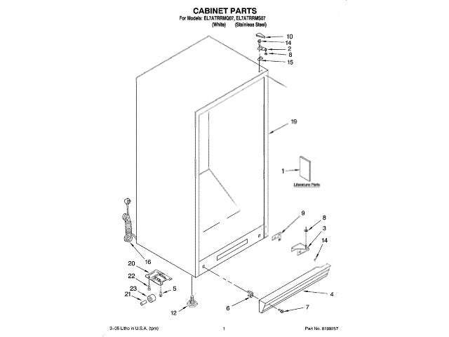 Whirlpool Freezer Top Hinge (black) 8210251