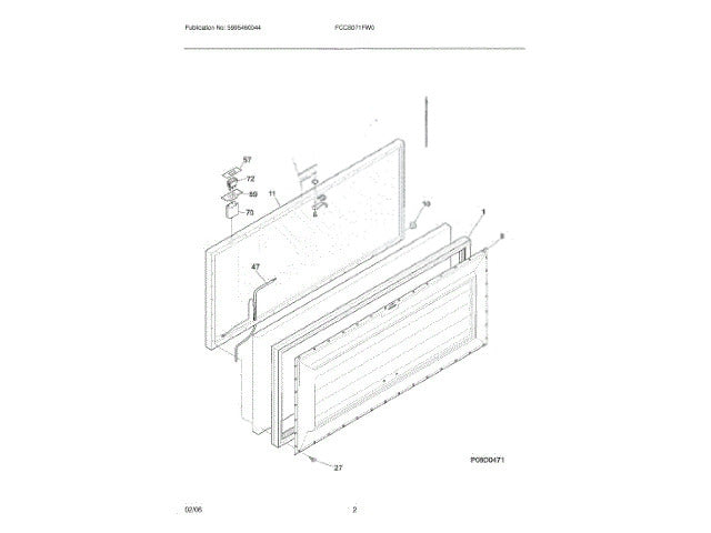 Frigidaire Freezer Panel-Inner Lid 216067304