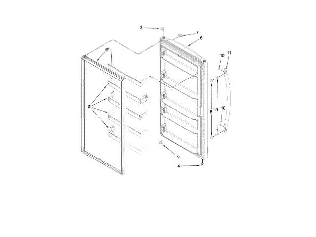 Whirlpool Freezer Door W10296534