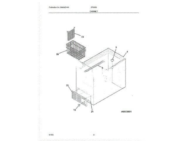 Frigidaire Freezer Track-Basket 216654100