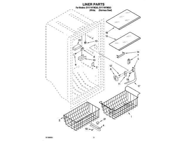 Whirlpool Freezer Rail, Basket (left) 4390820
