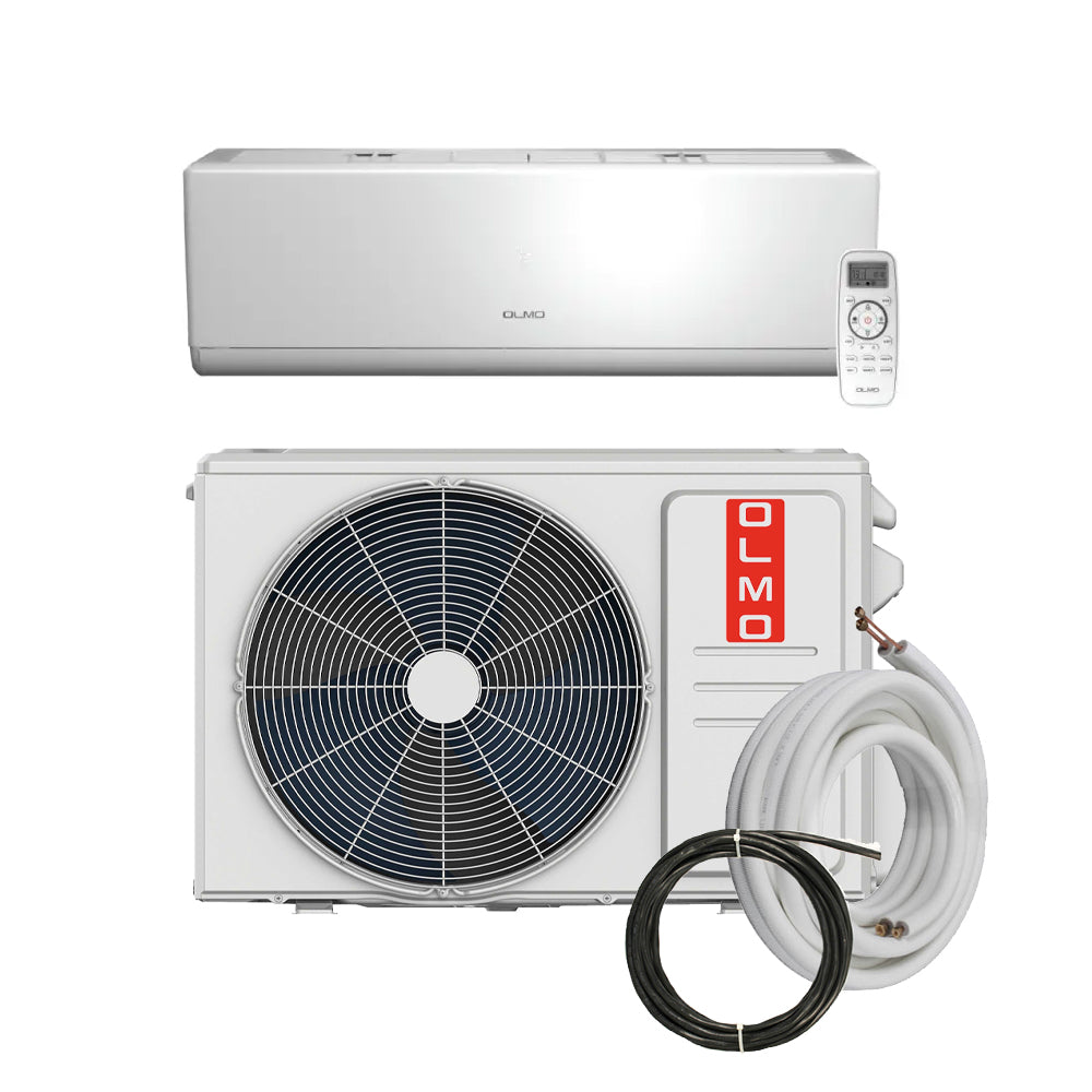 Olmo 12,000 Btu 208/230 Volt 20 SEER2 R-32 Single Zone Ductless Mini Split Heat Pump System w/15' Line Set and FREE 3 Year Labor Warranty!