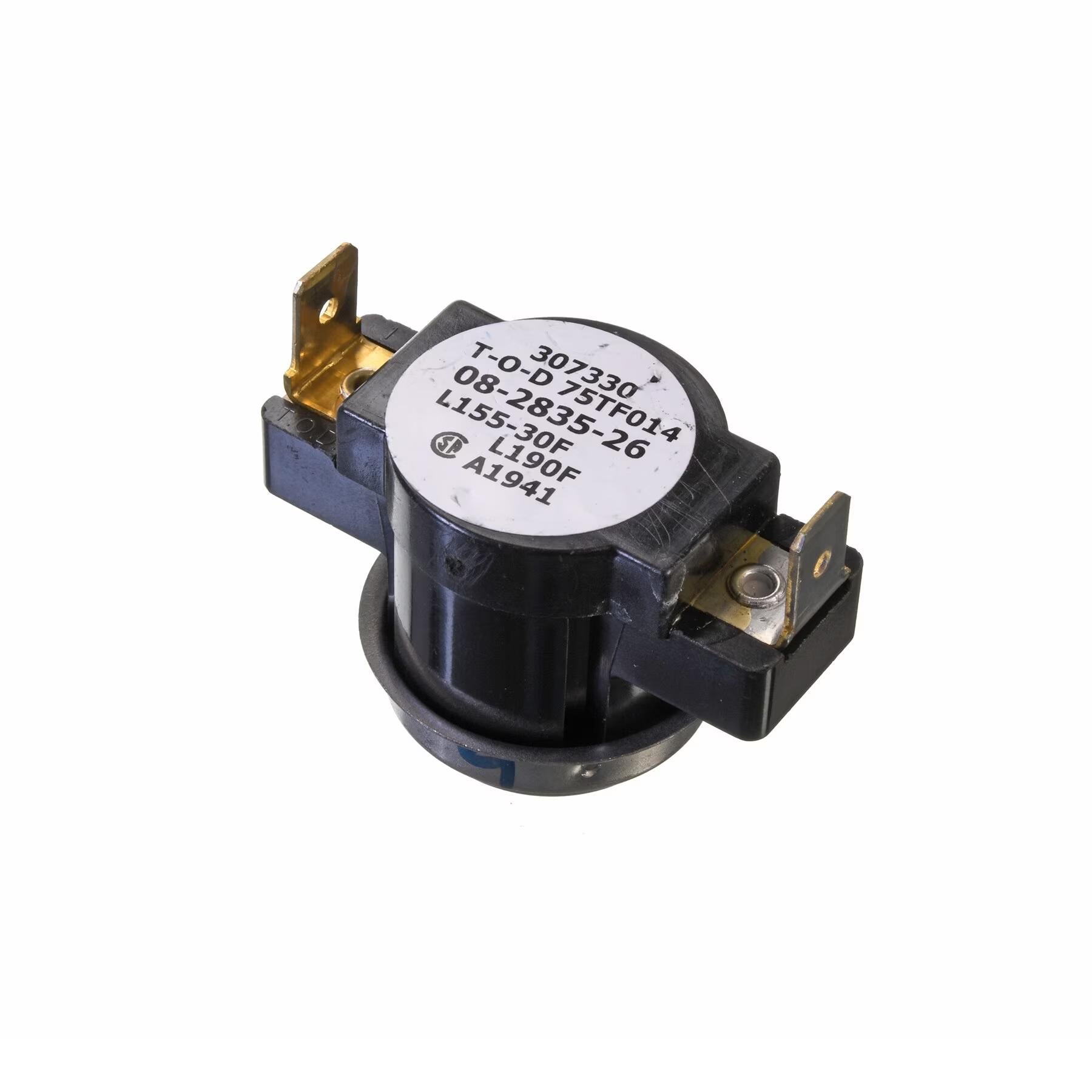 Rheem Limit Switch - Normally Closed, Close at 125F, Open at 155 (190 One-Shot)F, Non-Resettable, 120 / 230VAC - PD476631