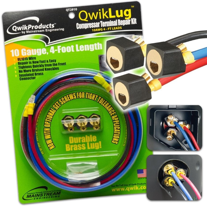 QwikLug Compressor Terminal Repair Kit (10 AWG - 4 Ft.) 10-Pack