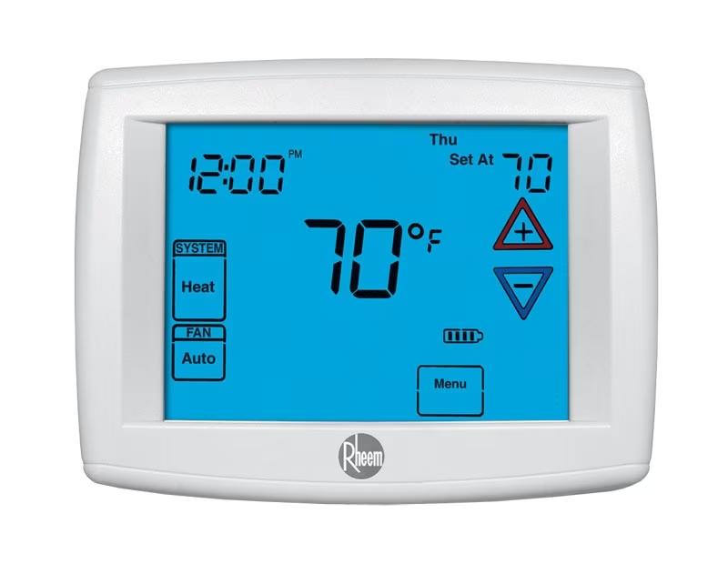 Rheem Thermostat - 1H/2C Conventional, 3H/2C Heat Pump, Autochangeover, 7, 5/1/1 Programming - RHC-TST412MDMS