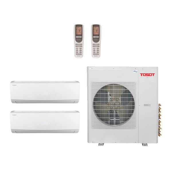 Tosot Select by Gree 42,000 Btu 21 SEER2 R-32 2-Zone Ductless Hyper-Heat Mini Split Heat Pump System - 12K-18K