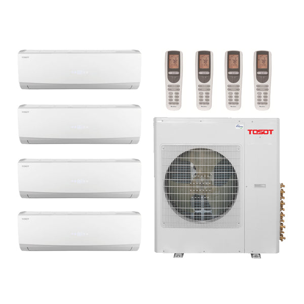 Tosot Select by Gree 36,000 Btu 21 SEER2 R-32 4-Zone Ductless Hyper-Heat Mini Split Heat Pump System - 12K-12K-12K-12K