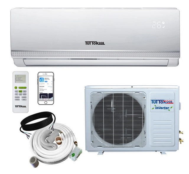 TuttoKool 12,000 BTU 19 SEER2 Ductless Mini Split Heat Pump System (115V) - 16' Installation Kit Included