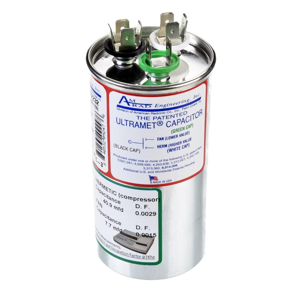 Amrad Dual Round Capacitor - 40/7.5 uF, 440 VAC - USA2232