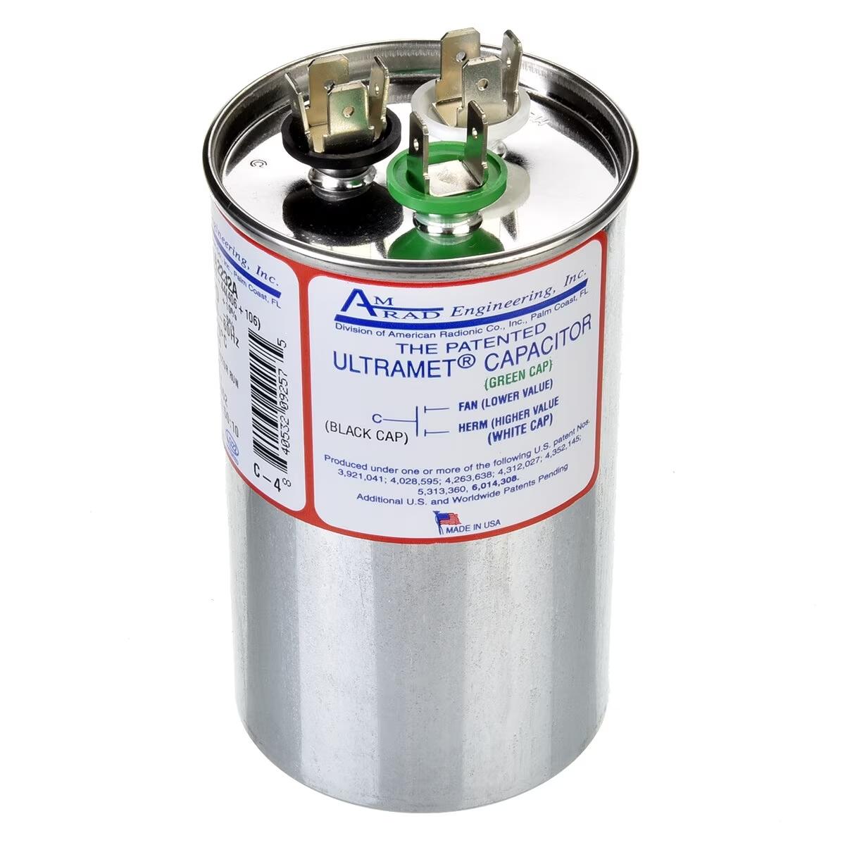 Amrad Dual Round Capacitor - 40/10 uF, 440 VAC - USA2232A