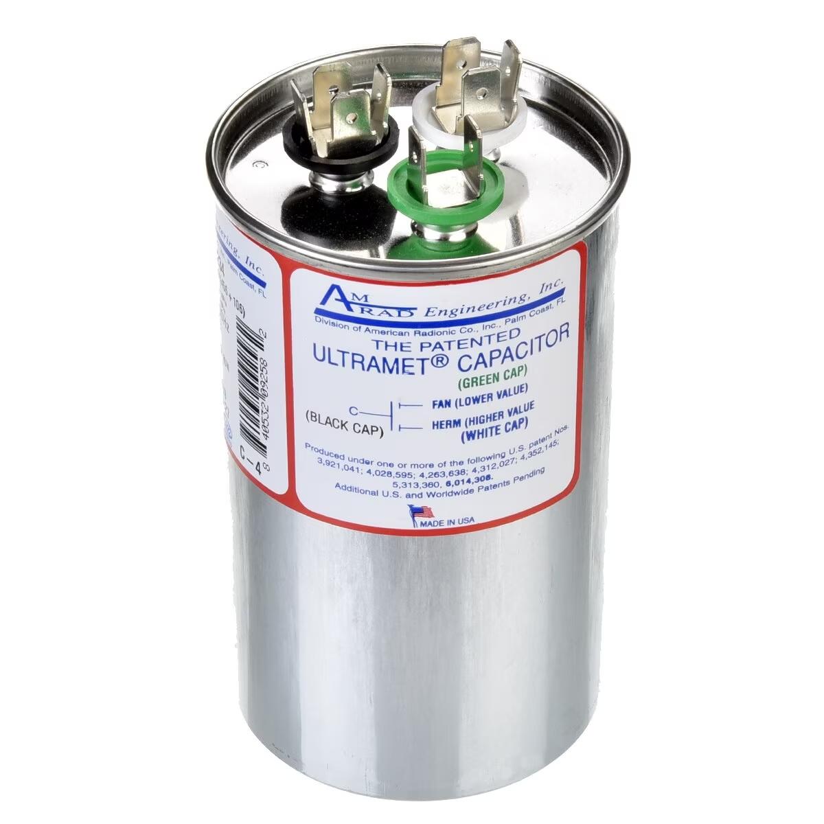 Amrad Dual Round Capacitor - 45/10 uF, 440 VAC - USA2234