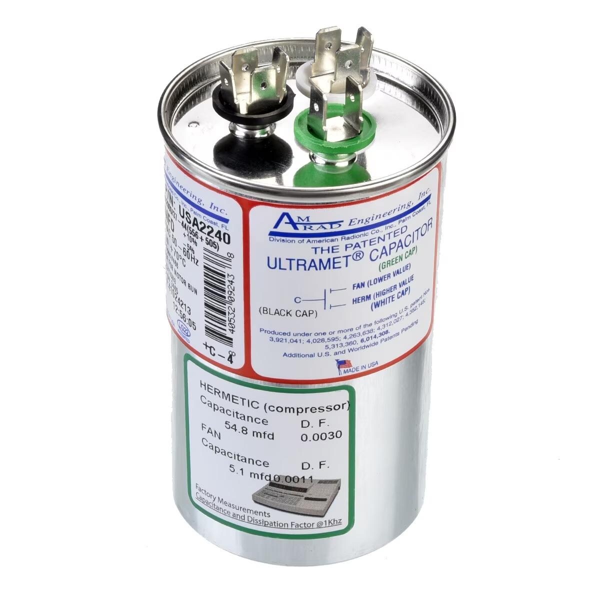 Amrad Dual Round Capacitor - 55/5 uF, 440 VAC - USA2240