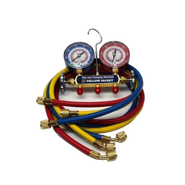 Yello Jacket Charging Manifold Gauges and Hoses 42004 for R22, R410A - 1/8" PSI