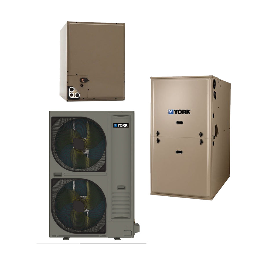 York 4 - 5 Ton 19 SEER2 R-454B R-32 120,000 Btu 80% Afue Variable Speed Dual Fuel System